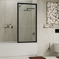 Шторка на ванну Wasserkraft Abens 20W01-80MB профиль черный матовый, стекло прозрачное