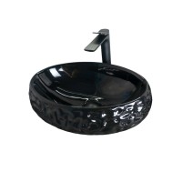 Накладная раковина GID Lago 9030bf 48 глянцевая черная, овальная, фаянс