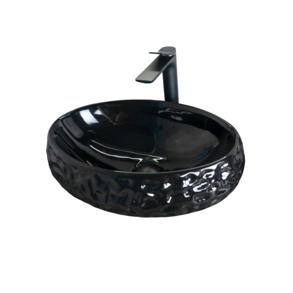 Накладная раковина GID Lago 9030bf 48 глянцевая черная, овальная, фаянс