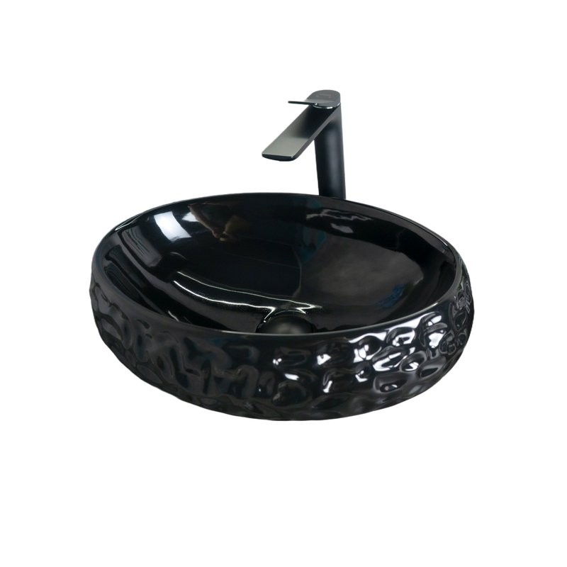 Накладная раковина GID Lago 9030bf 48 глянцевая черная, овальная, фаянс