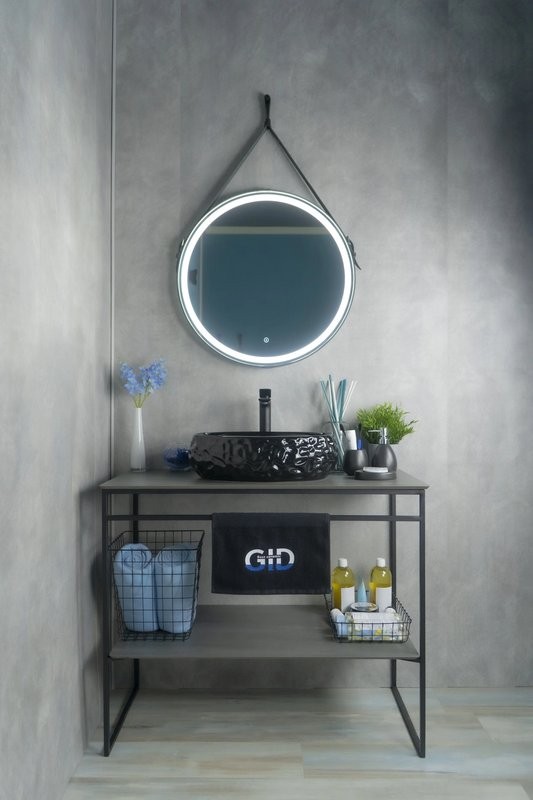 Накладная раковина GID Lago 9030bf 48 глянцевая черная, овальная, фаянс