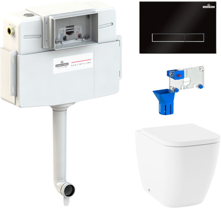 Комплект Lavinia Boho Унитаз приставной One 33024060 + Крышка-сиденье One 33290200 с микролифтом + Бачок скрытого монтажа RelFix 38020010 + Кнопка RelFix 3805003B + Дозатор RelFix 38040010