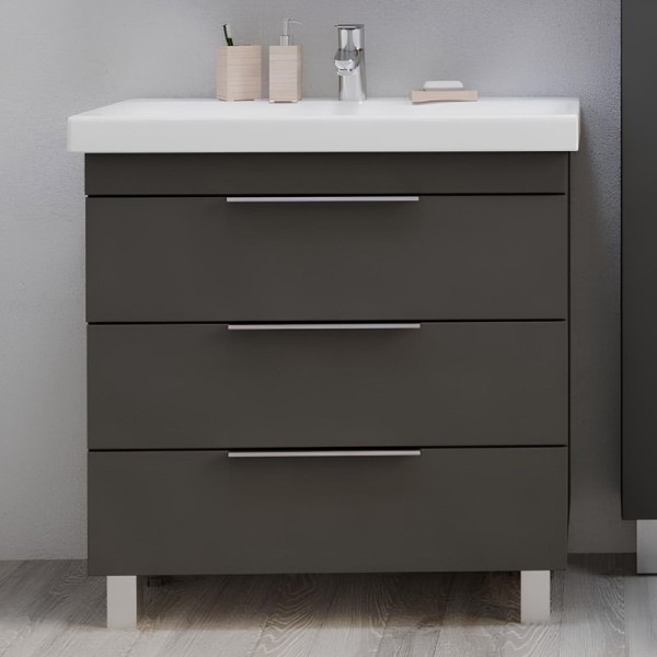 Тумба с раковиной 1MarKa Gaula 80Н черная, 3 ящика