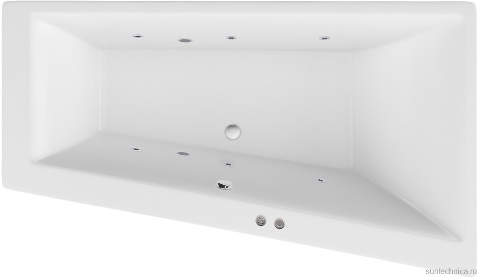 Акриловая ванна Excellent Sfera WAEX.SFP17.SOFT P 170x100 см, угловая, правая, встраиваемая, с гидромассажем, белая, асимметричная, с каркасом, со сливом-переливом