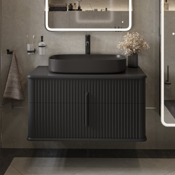 Тумба под раковину со столешницей STWORKI Молде 95 антрацит