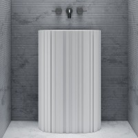 Раковина напольная Abber Stein AS2551-H 58 матовая белая, овальная, моноблок, искусственный камень