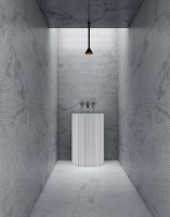 Раковина напольная Abber Stein AS2551-H 58 матовая белая, овальная, моноблок, искусственный камень