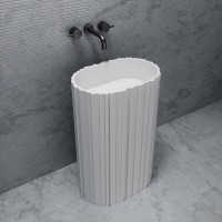 Раковина напольная Abber Stein AS2551-H 58 матовая белая, овальная, моноблок, искусственный камень