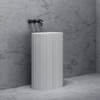 Раковина напольная Abber Stein AS2551-H 58 матовая белая, овальная, моноблок, искусственный камень