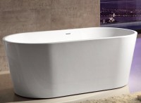 Акриловая ванна Abber AB9203-1.5 150x80 см, отдельностоящая, белая, овальная, с каркасом, со сливом-переливом