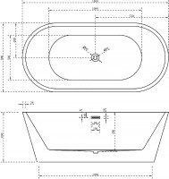 Акриловая ванна Abber AB9203-1.5 150x80 см, отдельностоящая, белая, овальная, с каркасом, со сливом-переливом