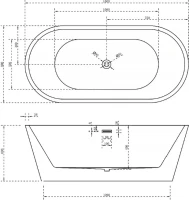 Акриловая ванна Abber AB9203-1.5 150x80 см, отдельностоящая, белая, овальная, с каркасом, со сливом-переливом