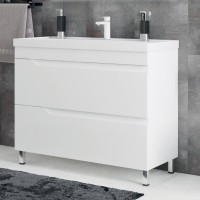 Тумба с раковиной Corozo Юрма 100 Z2 напольная, глянцевая белая