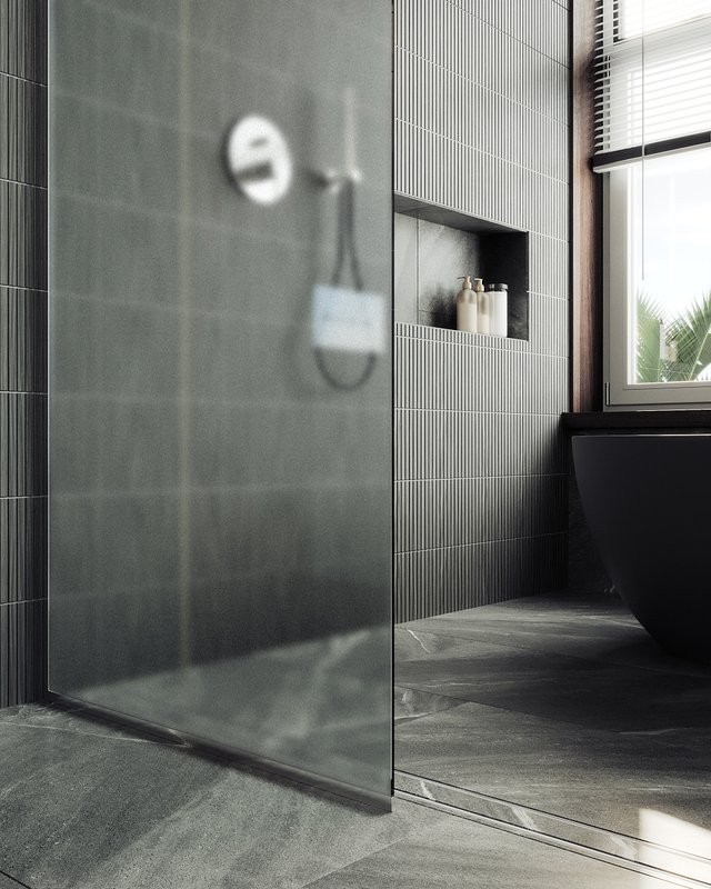 Душевая перегородка Maybahglass MGD-690-5у 89 см, профиль хром матовый, стекло сатин