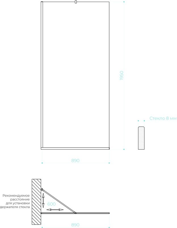 Душевая перегородка Maybahglass MGD-690-5у 89 см, профиль хром матовый, стекло сатин