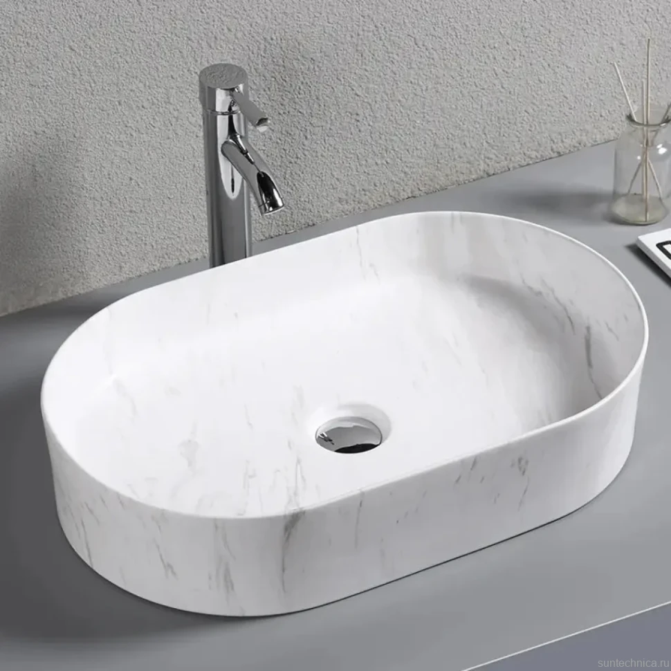 Накладная раковина Ceruttispa CR0055B MMW1 50, мрамор матовый белый