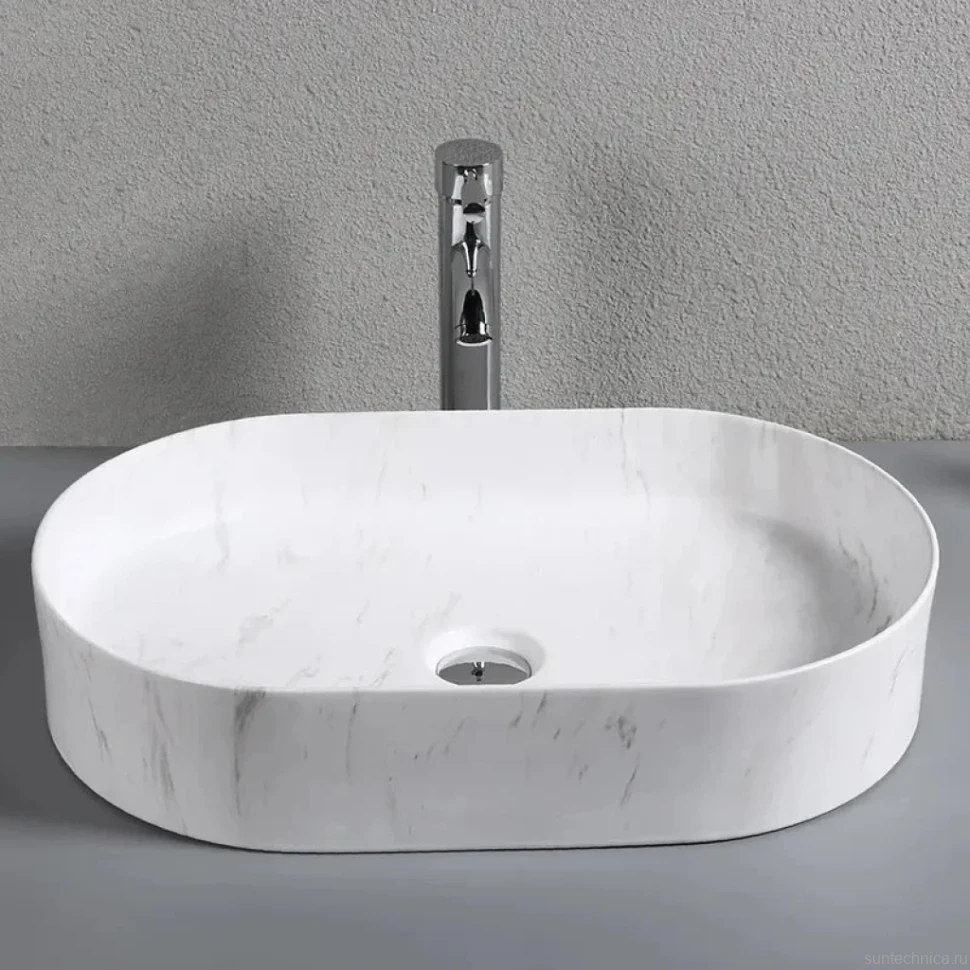 Накладная раковина Ceruttispa CR0055B MMW1 50, мрамор матовый белый