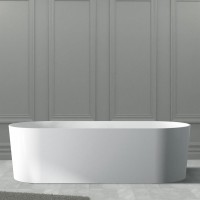 Ванна из искусственного камня Abber Stein AS9614 180x75 см, отдельностоящая, матовая белая, овальная, на ножках, с донным клапаном