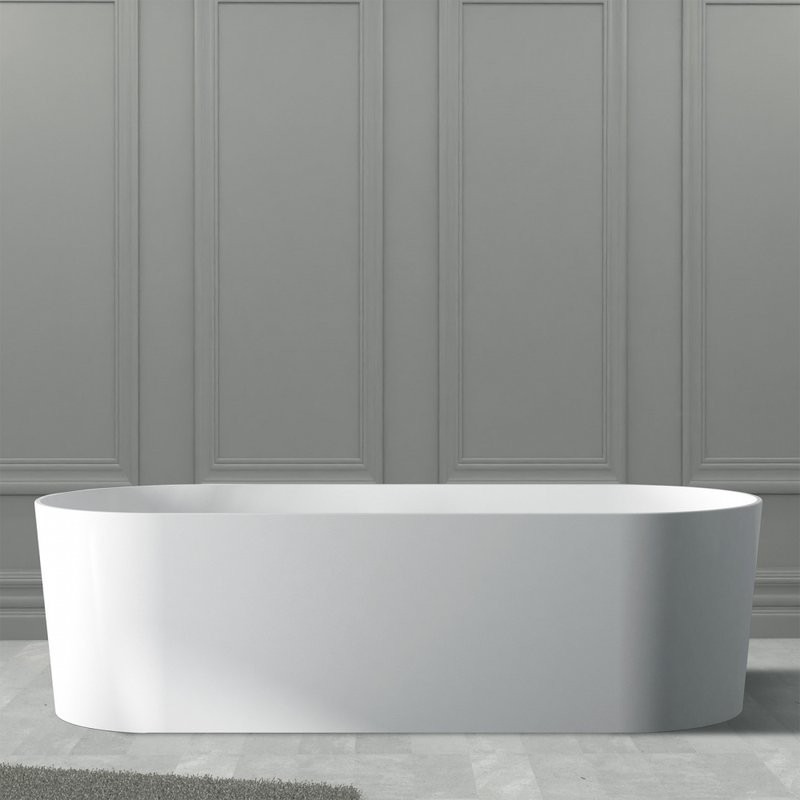 Ванна из искусственного камня Abber Stein AS9614 180x75 см, отдельностоящая, матовая белая, овальная, на ножках, с донным клапаном