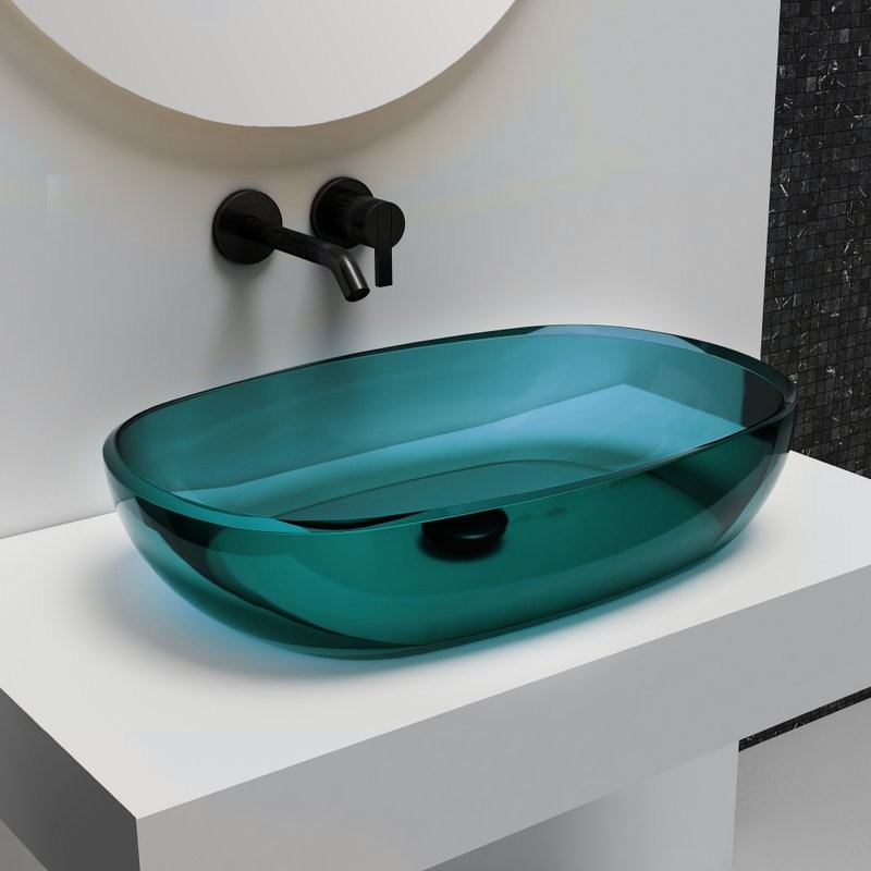 Накладная раковина Abber Kristall AT2805Aquamarin 60 бирюзовая, прямоугольная