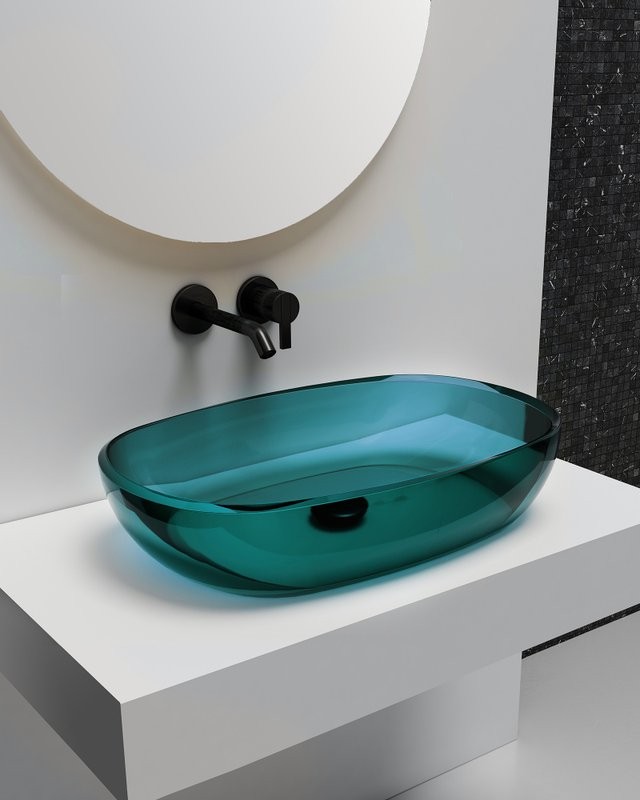 Накладная раковина Abber Kristall AT2805Aquamarin 60 бирюзовая, прямоугольная