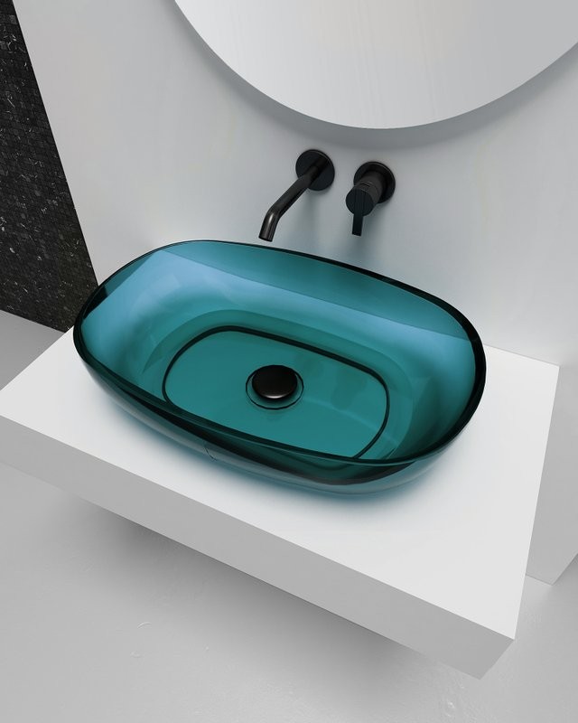 Накладная раковина Abber Kristall AT2805Aquamarin 60 бирюзовая, прямоугольная