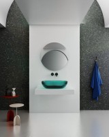 Накладная раковина Abber Kristall AT2805Aquamarin 60 бирюзовая, прямоугольная