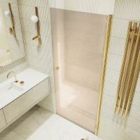 Душевая дверь в нишу Maybahglass MGD-811-3 90 см, профиль золото, стекло бронза матовое