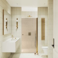 Душевая дверь в нишу Maybahglass MGD-811-3 90 см, профиль золото, стекло бронза матовое