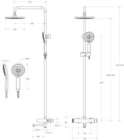 Душевая стойка Cezares Stylus STYLUS-CVD-BORO со смесителем и изливом, брашированное золото