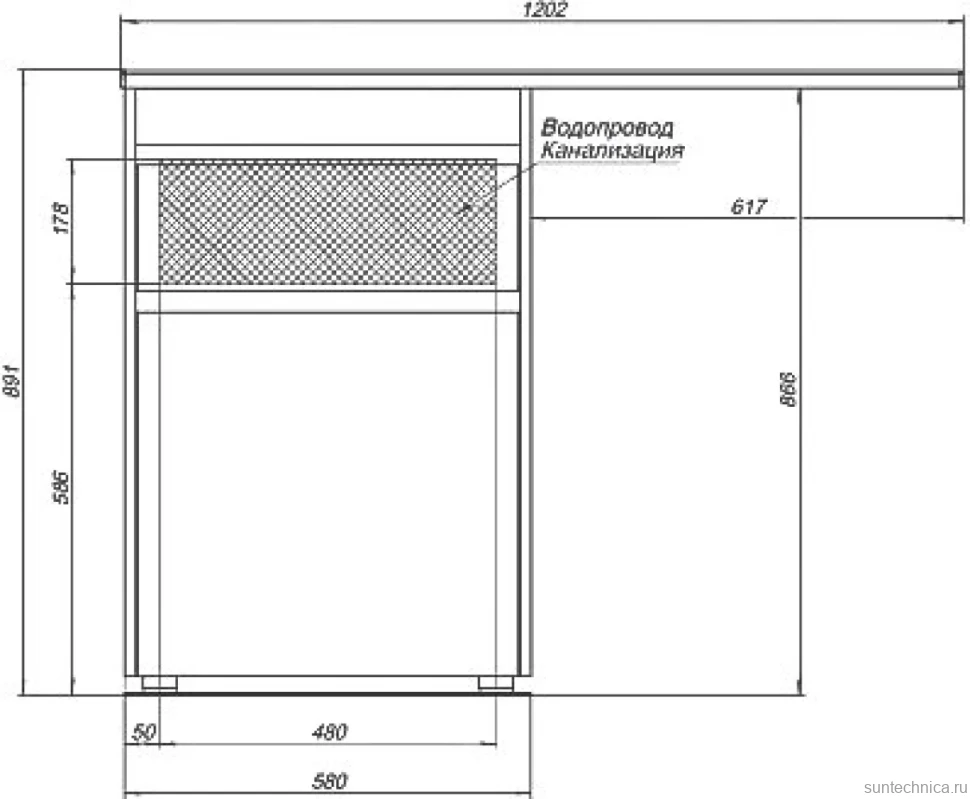 Тумба под раковину Aquanet Токио 58 1 ящик, с бельевой корзиной
