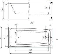 Акриловая ванна Alex Baitler Ontario 150x70 см, встраиваемая, белая, с экраном