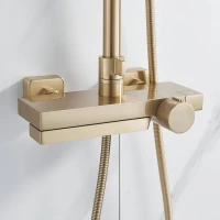 Душевая стойка Rose R1896G с термостатом, золотой сатин
