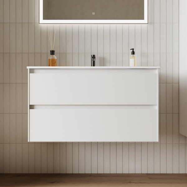 Тумба с раковиной Sancos Cento 90 см белый глянец