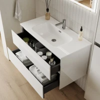 Тумба с раковиной Sancos Cento 90 см белый глянец