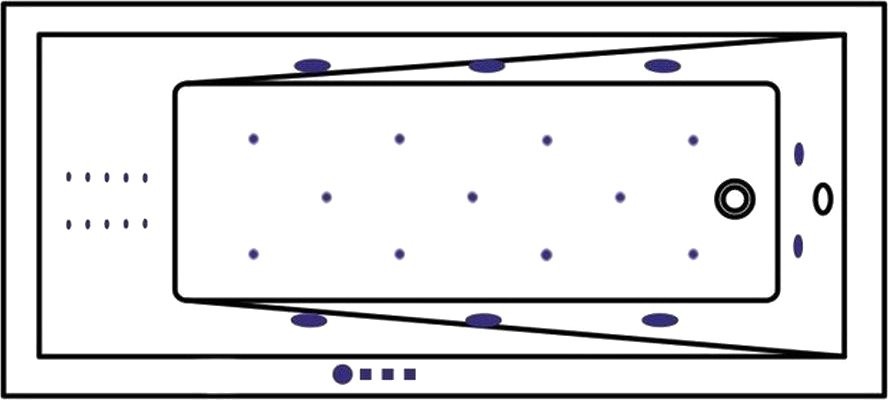 Акриловая ванна WHITECROSS Wave Slim Ultra Nano 150x70 см, встраиваемая, с гидромассажем, белый глянец, с каркасом, со сливом-переливом, фурнитура золото