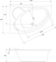 Акриловая ванна Cersanit Kaliope New L 155x100 см, угловая, левая, пристенная, белая, асимметричная, на ножках, с сиденьем