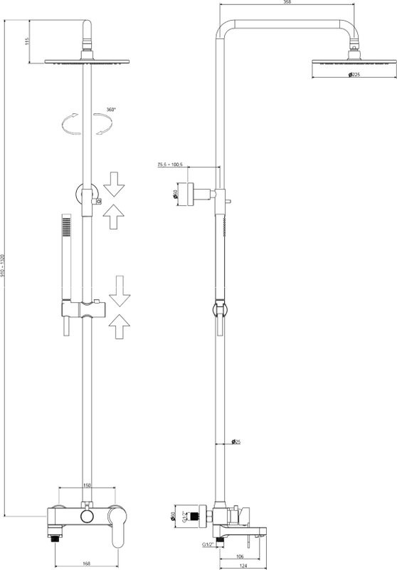 Комплект для ванной Paffoni Light KITCOL632NO006 С ВНУТРЕННЕЙ ЧАСТЬЮ, черный матовый