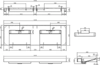 Раковина подвесная Armadi Art Flat 888-140 ST 140 матовая белая, прямоугольная, двойная, искусственный камень