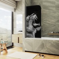 Шторка на ванну Maybahglass MGV-930-ФП002-6 80 см, профиль черный