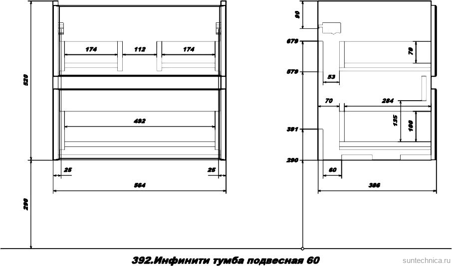 Мебель для ванной комнаты SanStar Инфинити 60 подвесная, дуб сонома светлый, графит софт, раковина Фест