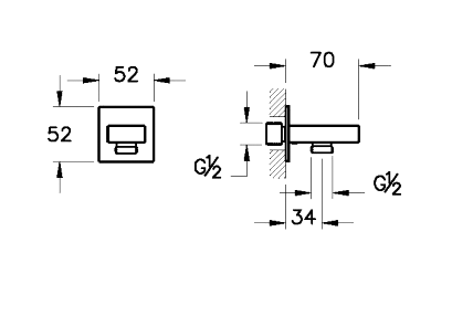 Душевой комплект VitrA Square A49309EXP С ВНУТРЕННЕЙ ЧАСТЬЮ, хром