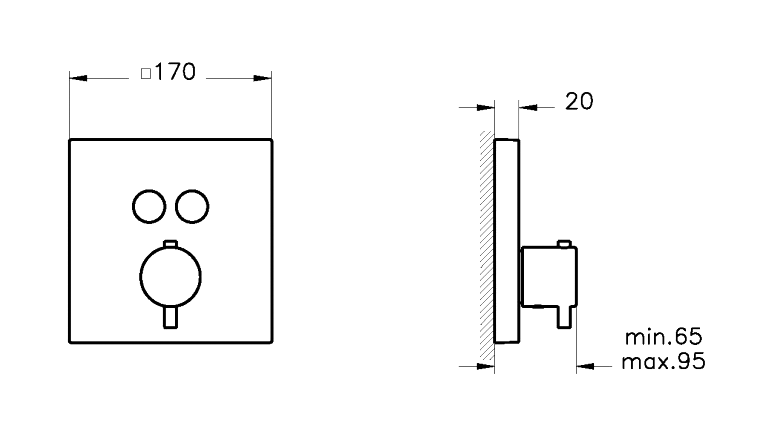 Душевой комплект VitrA Square A49309EXP С ВНУТРЕННЕЙ ЧАСТЬЮ, хром