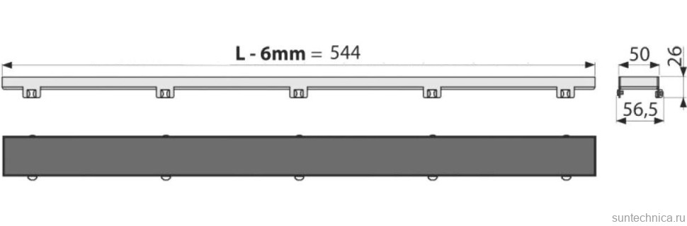 Душевой трап (лоток) AlcaPlast APZ1 APZ6S 550 55 см, решетка хром, под плитку