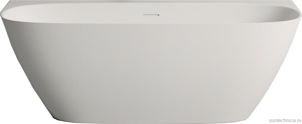 Ванна из искусственного камня Salini Sofia Wall 170x80 см, пристенная, матовая белая, овальная, со сливом-переливом, с донным клапаном, фурнитура белая