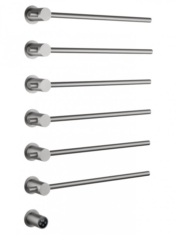 Полотенцесушитель электрический Wonzon & Woghand Baden WW-AL366-BR 80x55 см, скрытое подключение слева, брашированный никель, лесенка