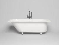 Ванна из искусственного камня Salini Ornella Kit S-Stone 170x75 см, встраиваемая, матовая белая, на ножках, со сливом-переливом, с донным клапаном