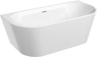 Акриловая ванна Sancos First FB10 170x80 см, пристенная, белая, овальная, с каркасом, со сливом-переливом