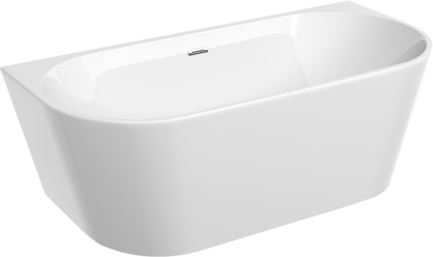 Акриловая ванна Sancos First FB10 170x80 см, пристенная, белая, овальная, с каркасом, со сливом-переливом