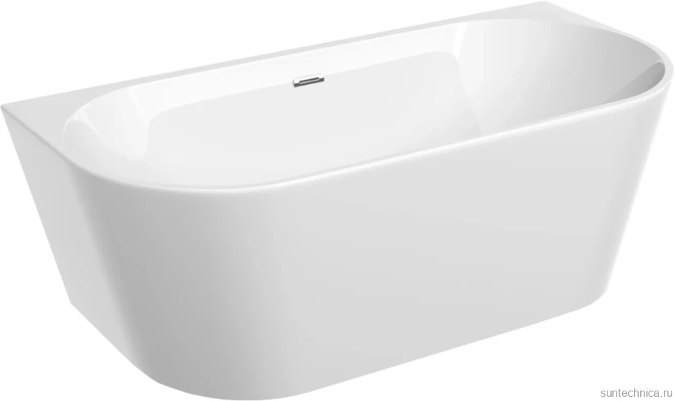 Акриловая ванна Sancos First FB10 170x80 см, пристенная, белая, овальная, с каркасом, со сливом-переливом